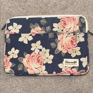 Floral Laptop Sleeve - Navy and Pink